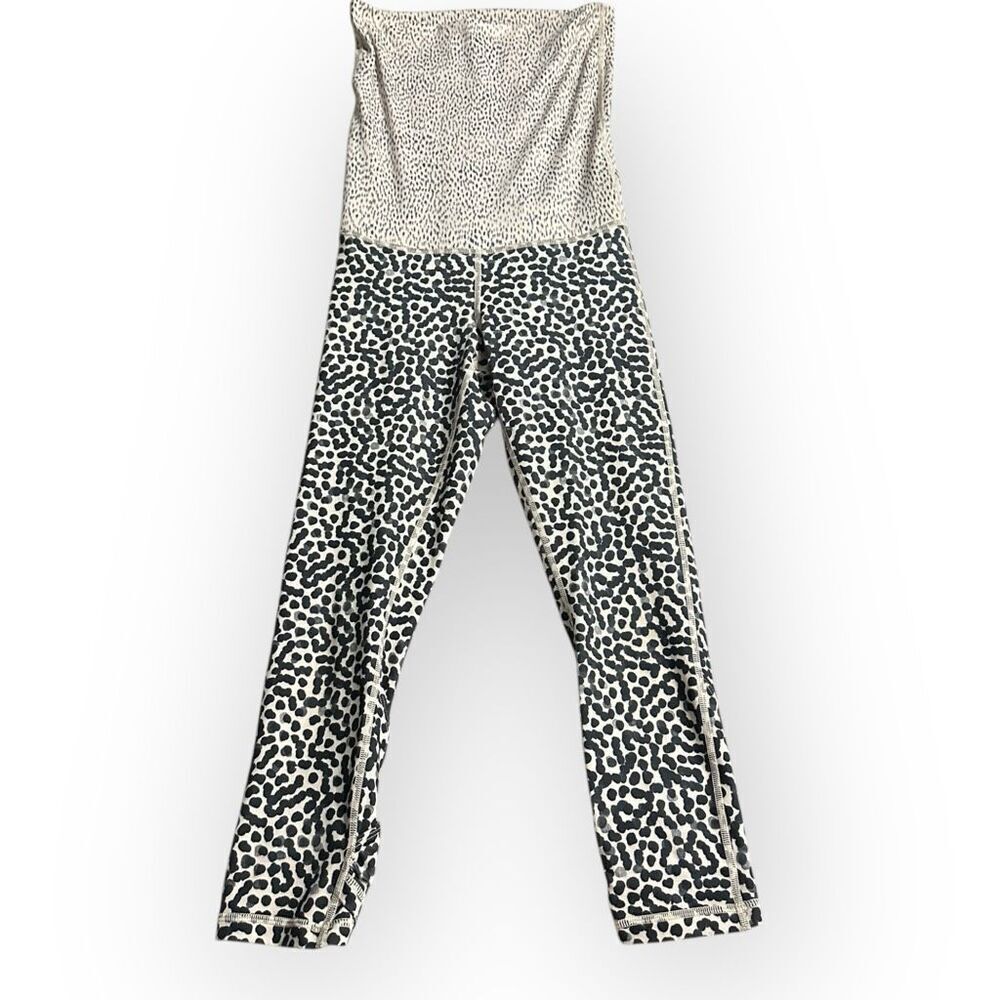 Lululemon Maternity Leggings Sz 4 White Blue Groove Flare Athletic Animal Print